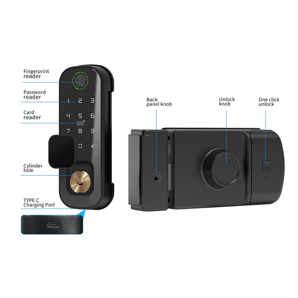 Tuya スマートリムロック 屋外防水 指紋認証 デジタルド - Smart Rim Lock Wifi Fingerprint のレビューと価格
