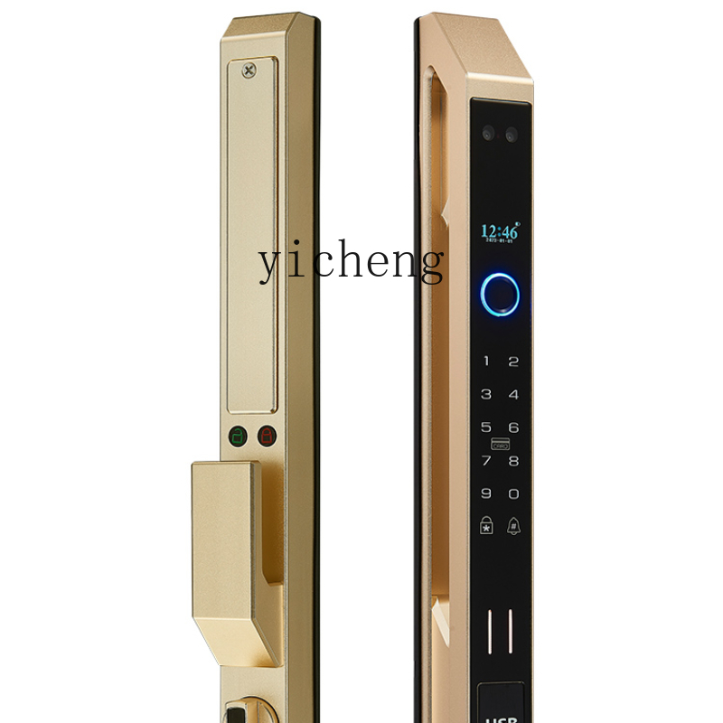 cc29自動遮断式アルミ指紋認証ロック3D顔認証水平移動スラ - Face Recognition Door Lock のレビューと価格