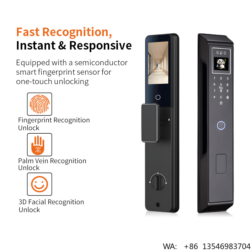 AI音声スマートドアロック、3D顔認証と掌紋認証、4.5イン - Smart Door Lock 3D Face Palm Vein のレビューと価格