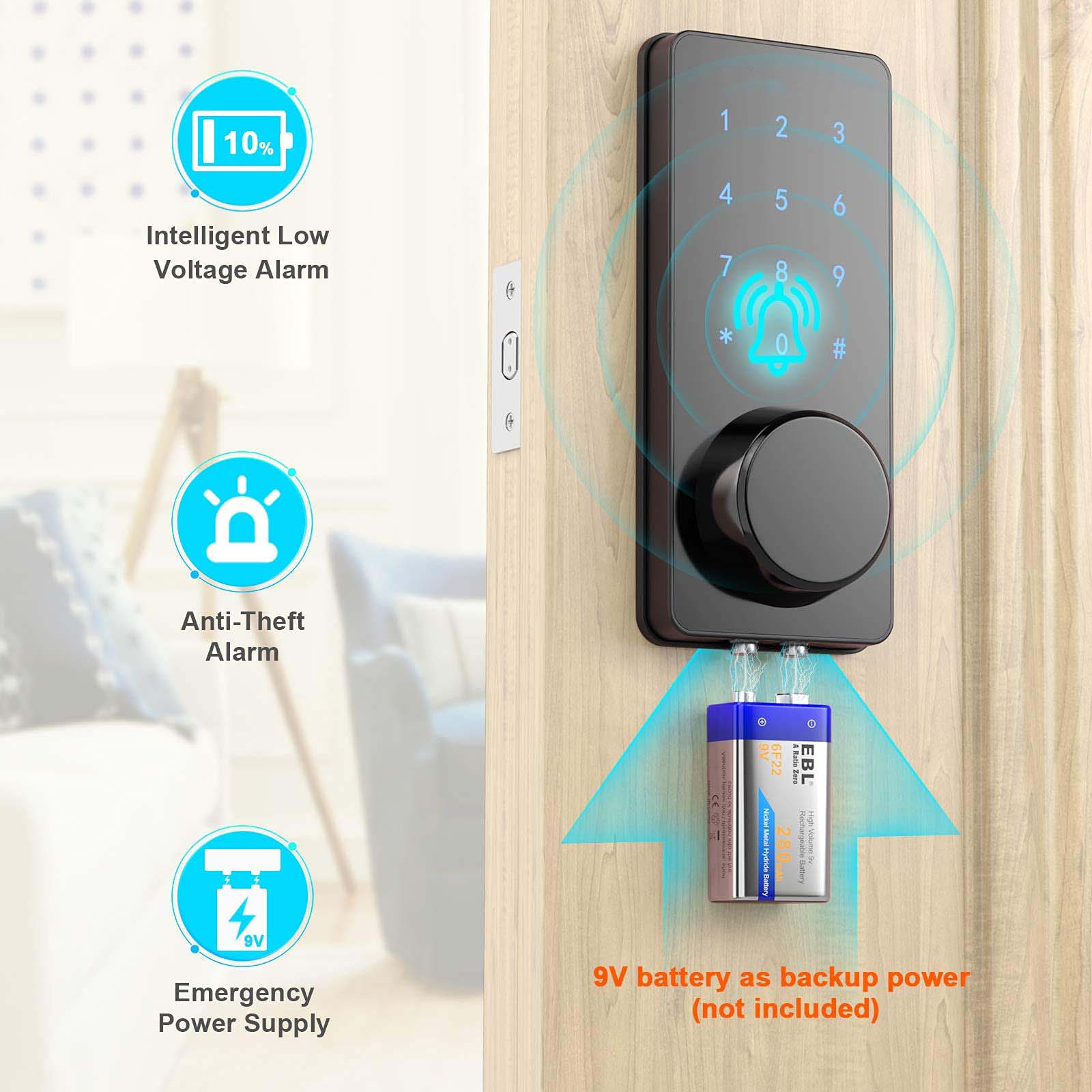Ttlock-ボタンとボルトを備えたスマートロック,自動ロッ - Smart Lock Deadbolt Keypad Bluetooth のレビューと価格